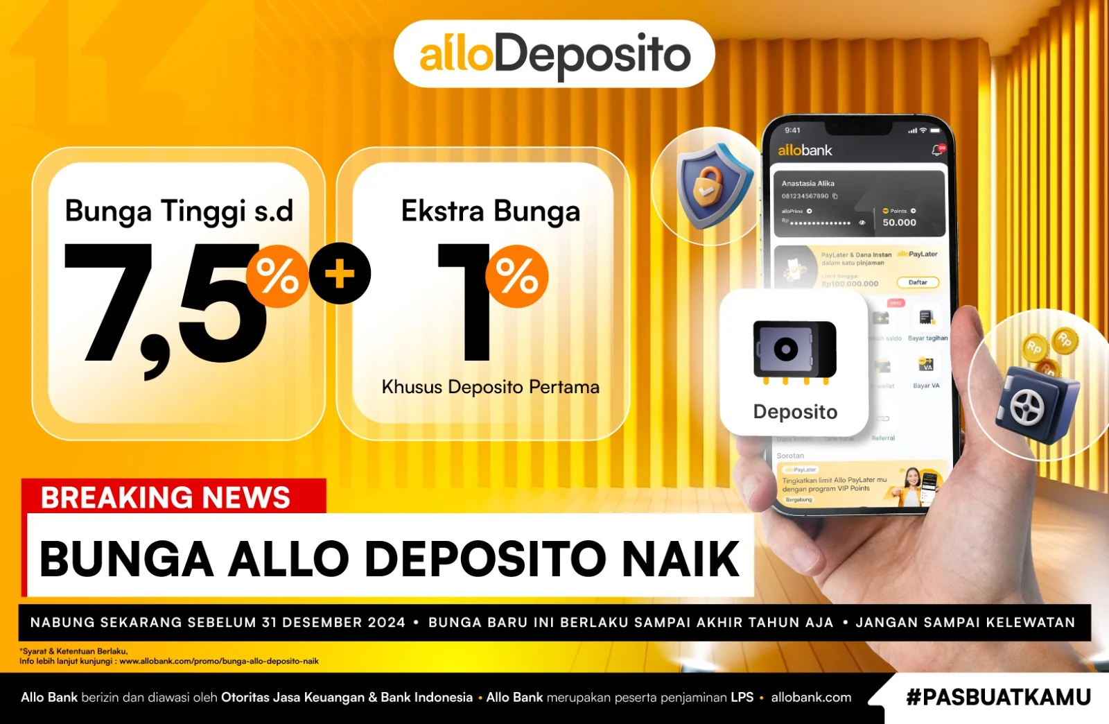 Allo Bank Turunkan Bunga Deposito Secara Selektif, Tetap Tawarkan 7,5%