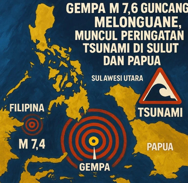 Gempa M7,6 Guncang Sulut-Malut, 48 Susulan Hebat Terdeteksi dalam 48 Jam