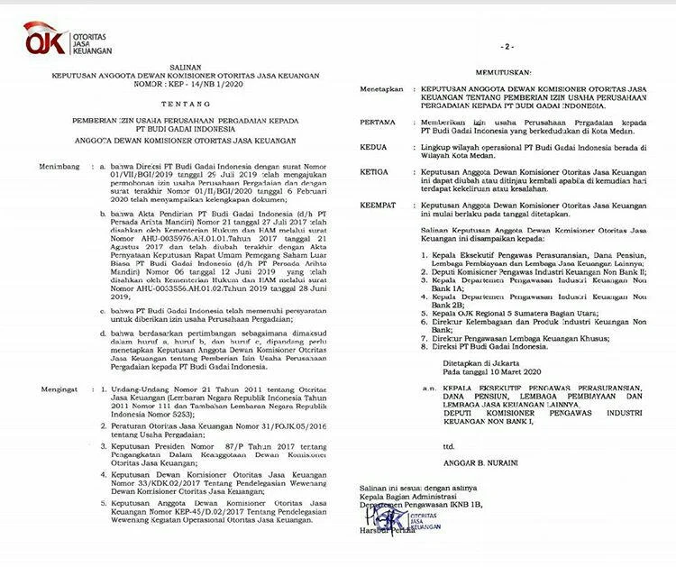 OJK Beri Izin Usaha kepada PT Pergadaian Mas Sinar, Perluasan Layanan Gadai di Indonesia