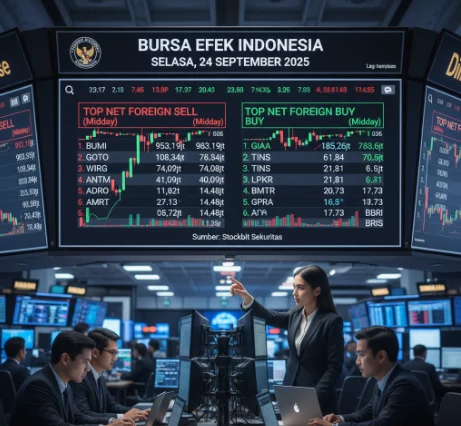 Penjualan Asing Dominasi Sesi I, BUMI hingga BMRI Dilepas