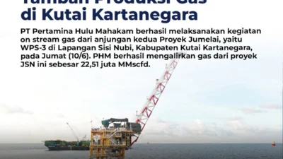 Pertamina Tingkatkan Produksi Gas 20 MMSCFD dari Blok Mahakam