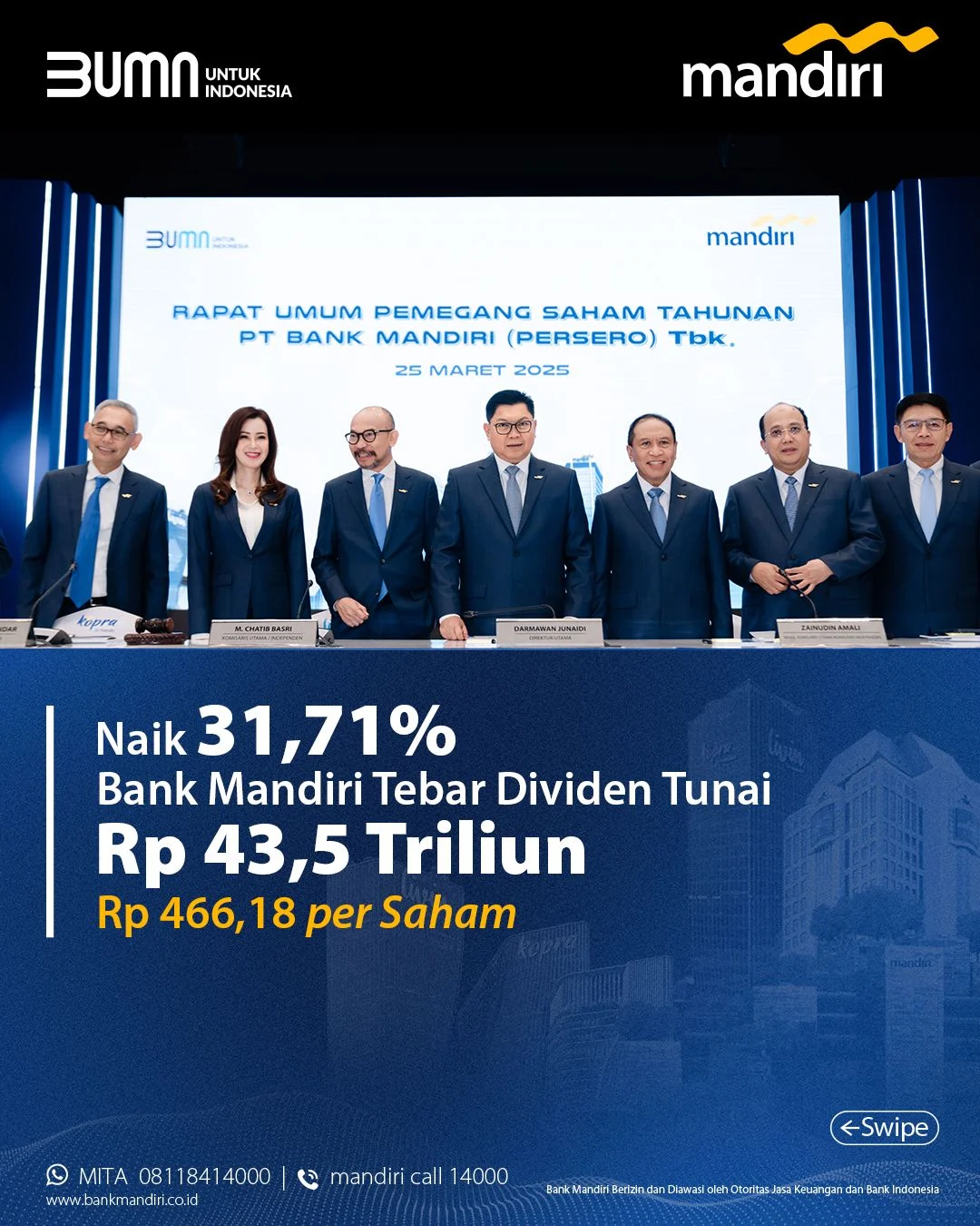 RUPST Bank Mandiri Restui Dividen Jumbo dan Buyback Rp1,17 Triliun