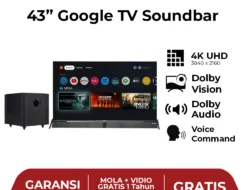 Smart TV Polytron 43 inci 4K: Pengalaman TV Cerdas dengan Google TV & Soundbar Sinematik yang Memukau