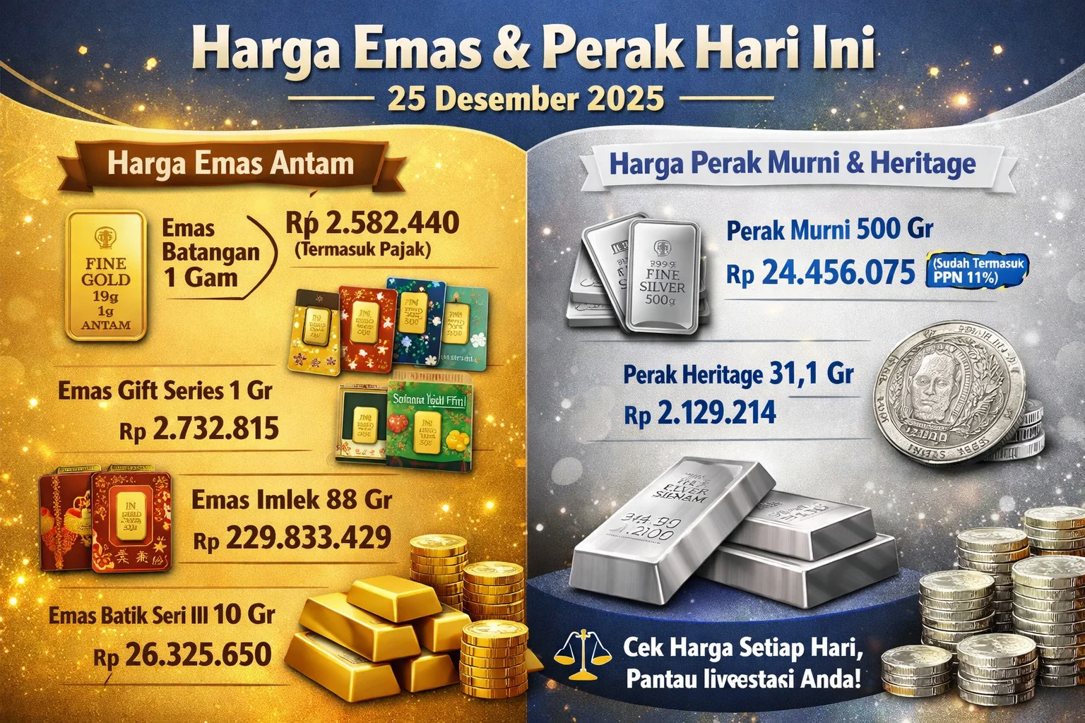 Harga Emas dan Perak Hari Ini: Simak Perincian Lengkapnya!