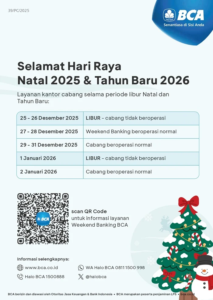 Jadwal Operasional BCA saat Libur dan Cuti Bersama Hari Kenaikan Yesus Kristus