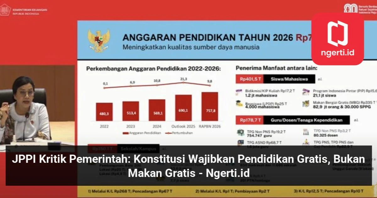 JPPI Kritik Pemerintah Soal MBG: Makan Gratis Bukan Program Pendidikan