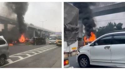 Mobil Terbakar di Tol Jakarta, Lalu Lintas Arah Cawang Macet