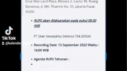 RUPS Besok: DSSA Hingga MTDL, Simak Agendanya